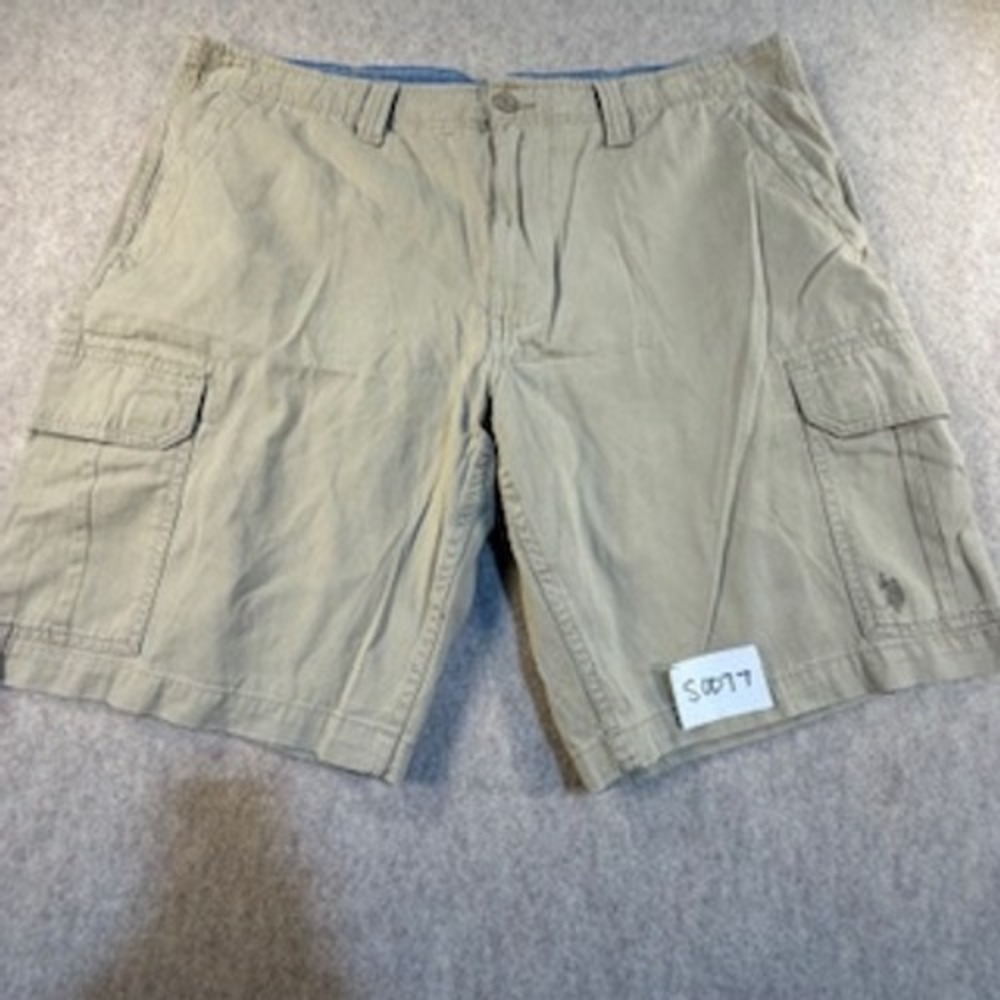 US Polo Assn Mens Khaki Cargo Shorts‎ Size 42 Tan Cotton Twill Casual Outdoor